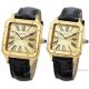 TWF Yellow Gold Cartier Santos-Dumont Gold Face Black Leather Strap Copy Watch For Men And Women (2)_th.jpg